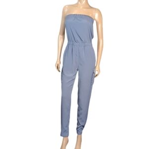 Rachel Rachel Roy Strapless Jumpsuit Womens Size 2 Blue Cargo Utility Slim Leg